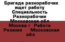 Бригада разнорабочих ищет работу › Специальность ­ Разнорабочие - Московская обл., Москва г. Работа » Резюме   . Московская обл.